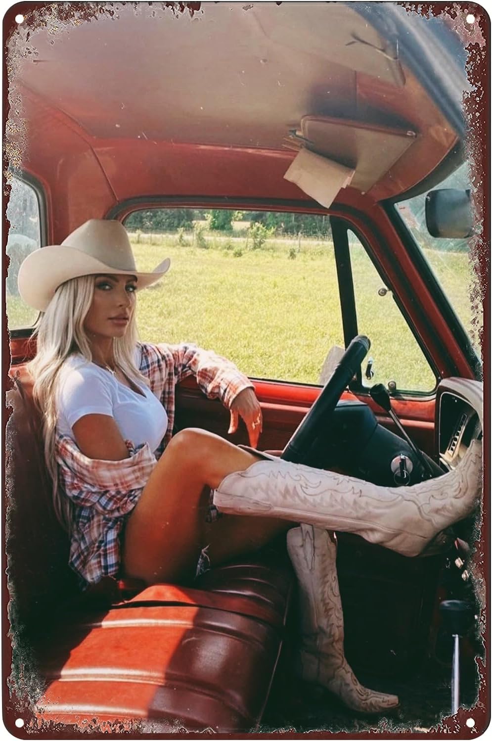 Home Bathroom Wall Decor - 1c,Pinup Girl Car Metal Poster Woman