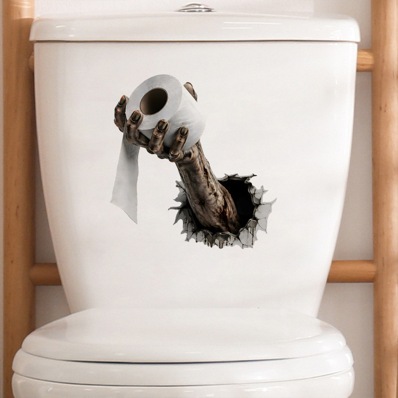 Home Bathroom Layout - Horror Claw Hand Toilet Lid Decal,