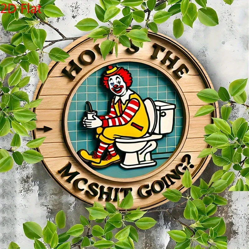 Home Bathroom Wall Decor - Vintage Clown Metal Sign 7.8