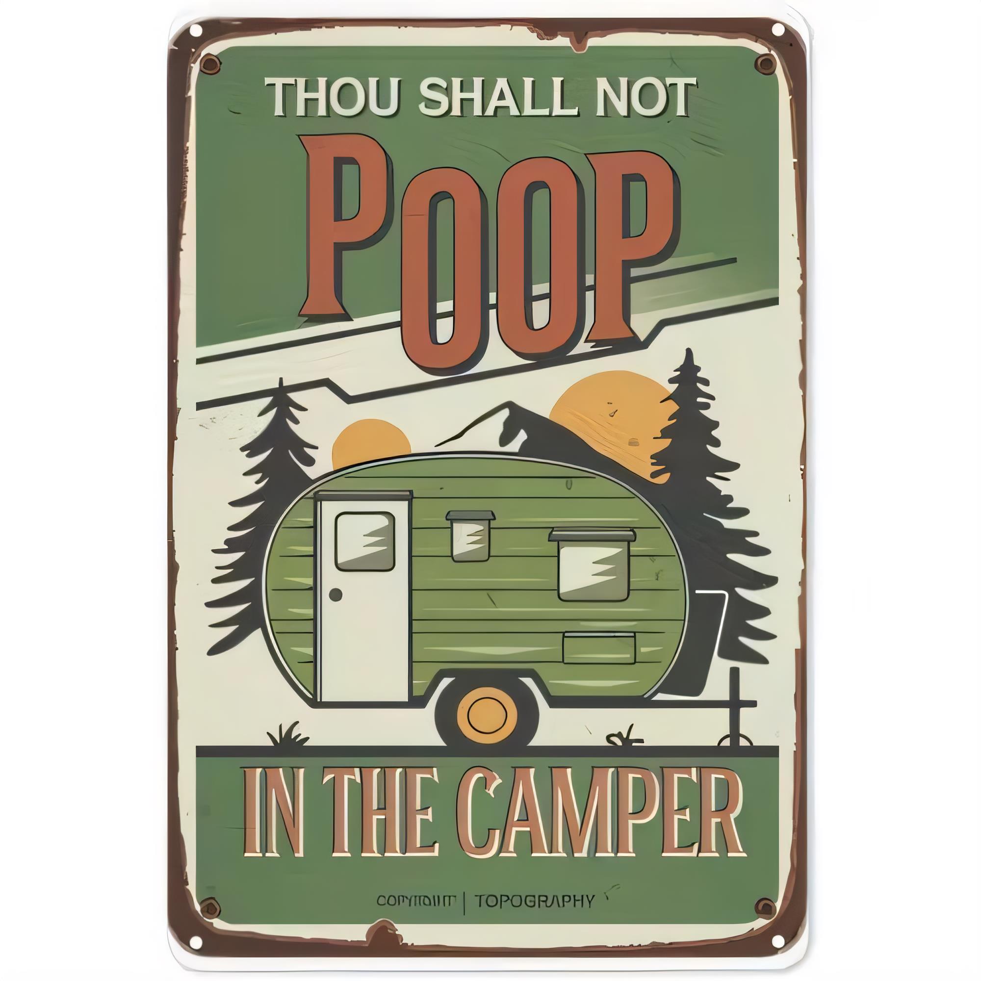 Home Bathroom Wall Decor - Tin Sign Thou Shall Not Poop