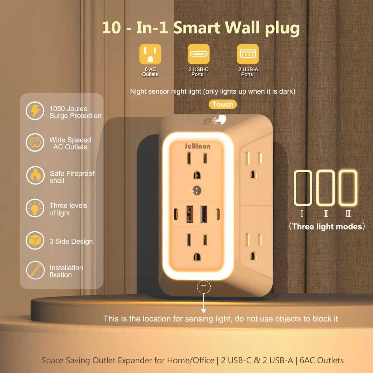 USB C Wall Outlet with Night L - Home Outlet Bathroom recension och pris