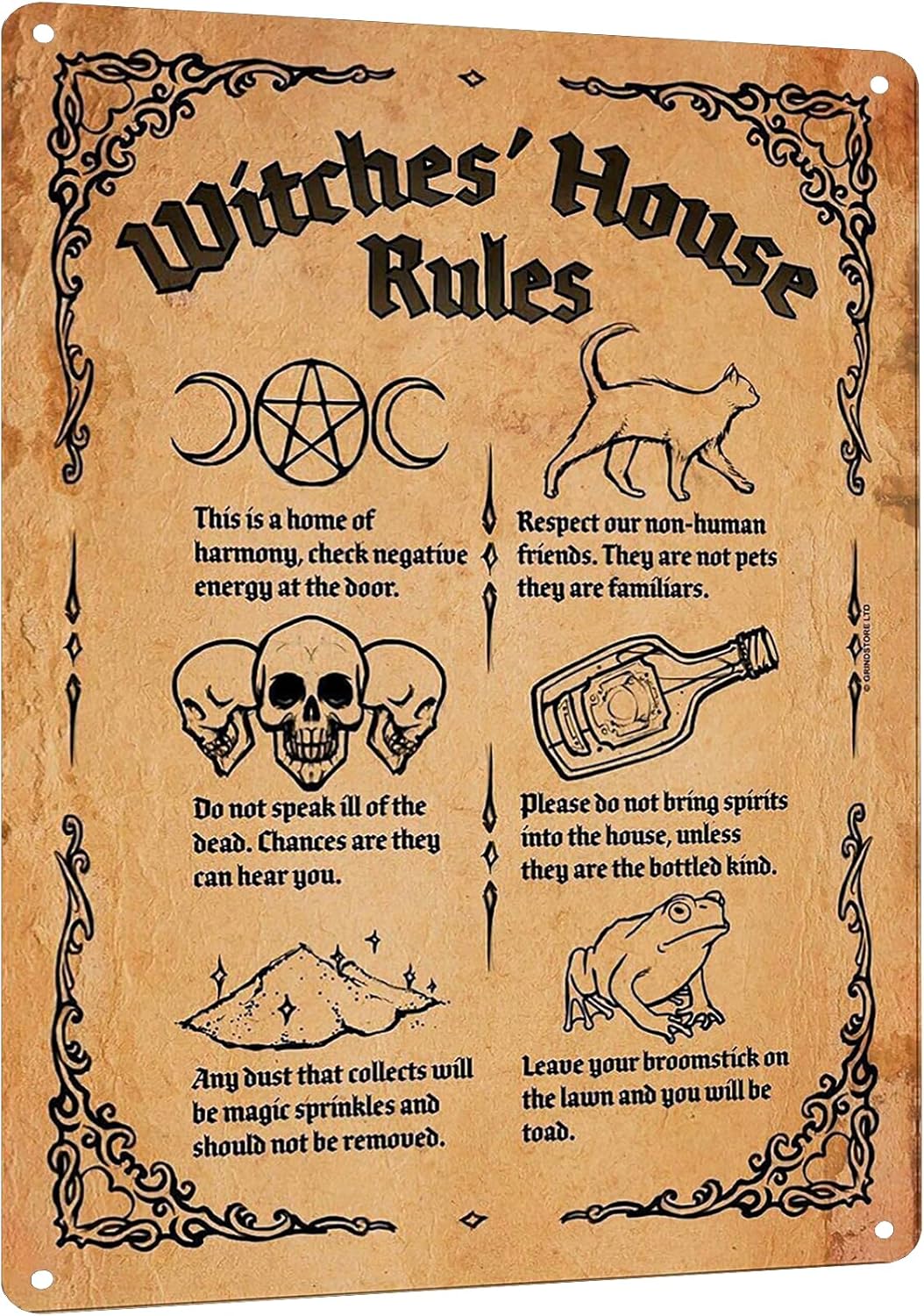Y1, Witch;s House Rules Metal  - Home Bathroom Wall Decor recension och pris