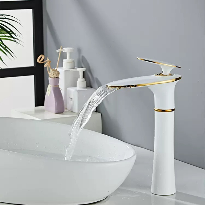 White/Black Gold Waterfall Bas - Home Hardware Bathroom Sinks recension och pris