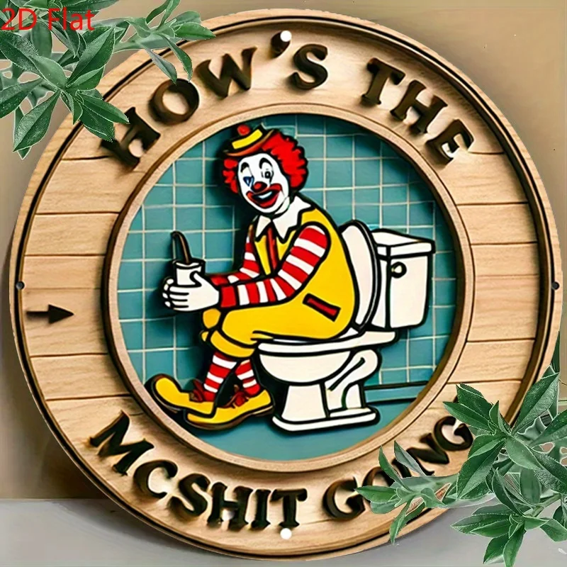 Vintage Clown Metal Sign 7.8