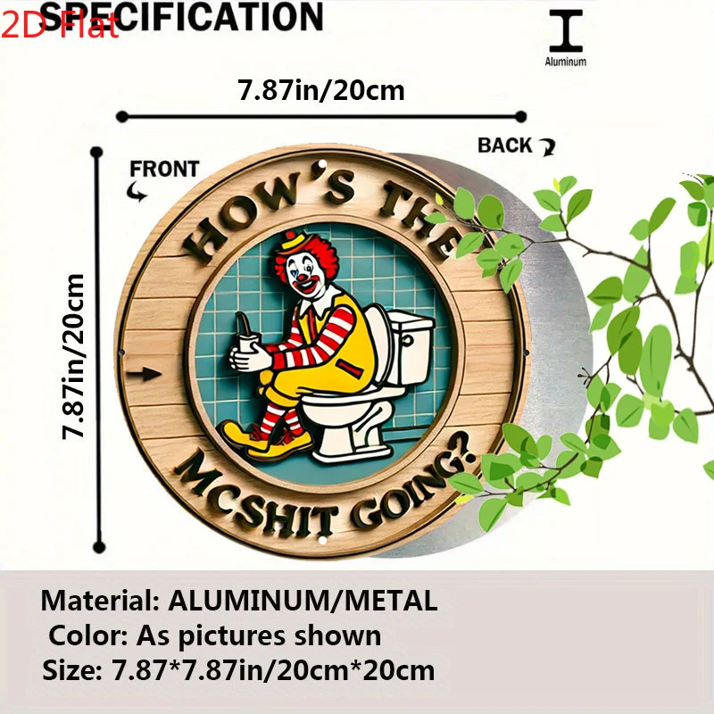Vintage Clown Metal Sign 7.8